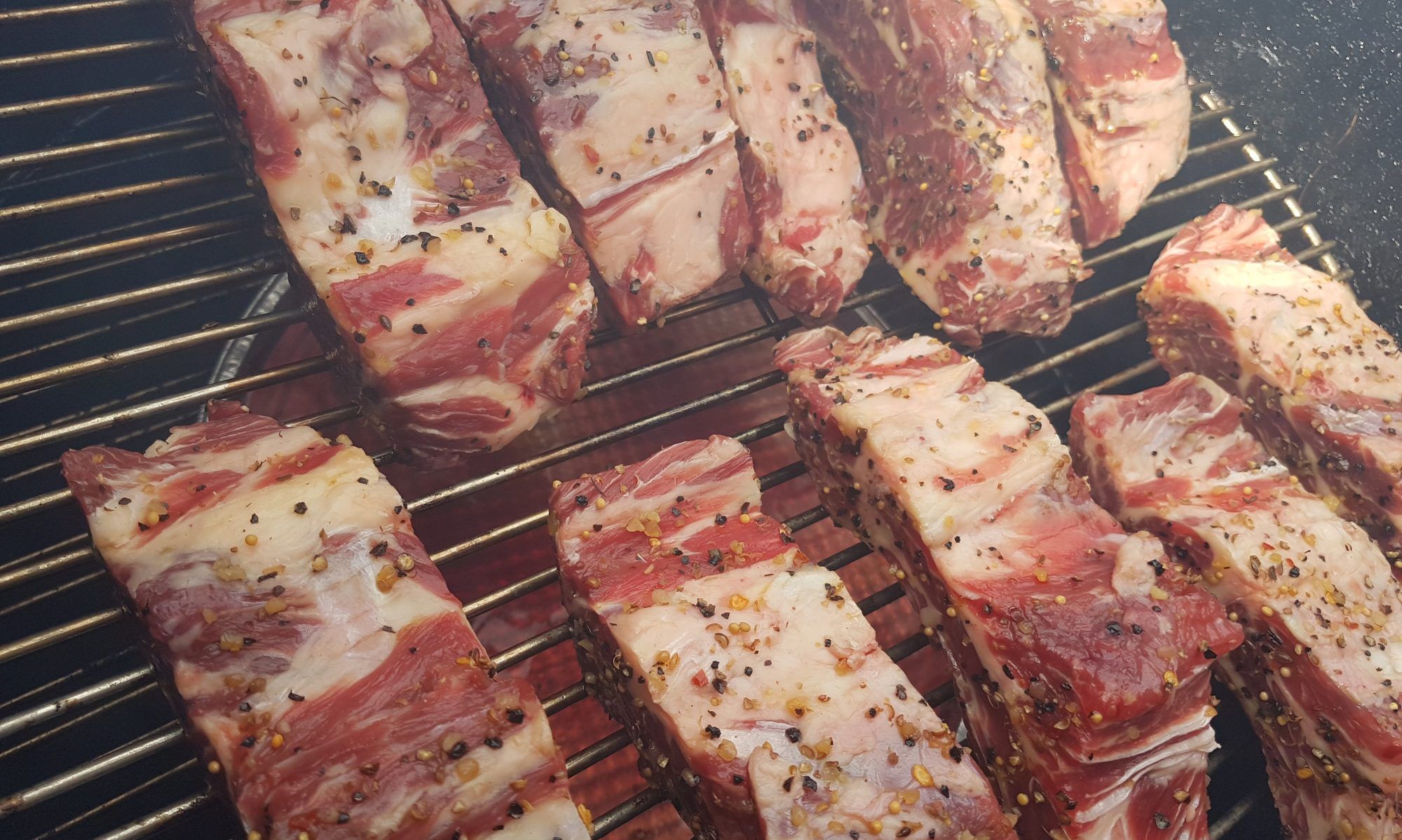 Ribs on smoker grill